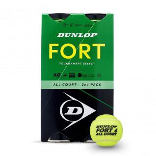 Zestaw 2 tub po 4 piłki tenisowe Dunlop fort all court